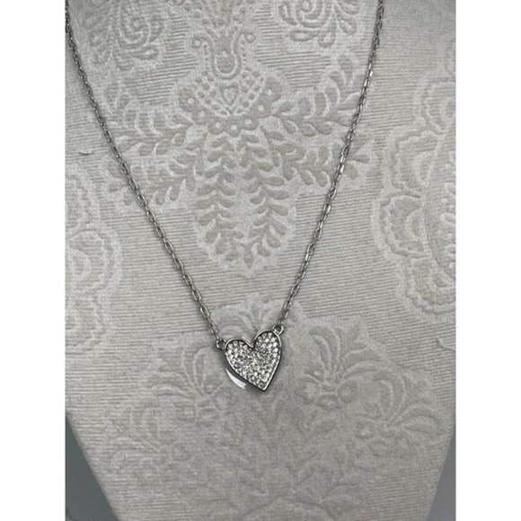 Vince Camuto Silver-Tone Pave Crystal Heart Pendant Necklace - Picture 2 of 4